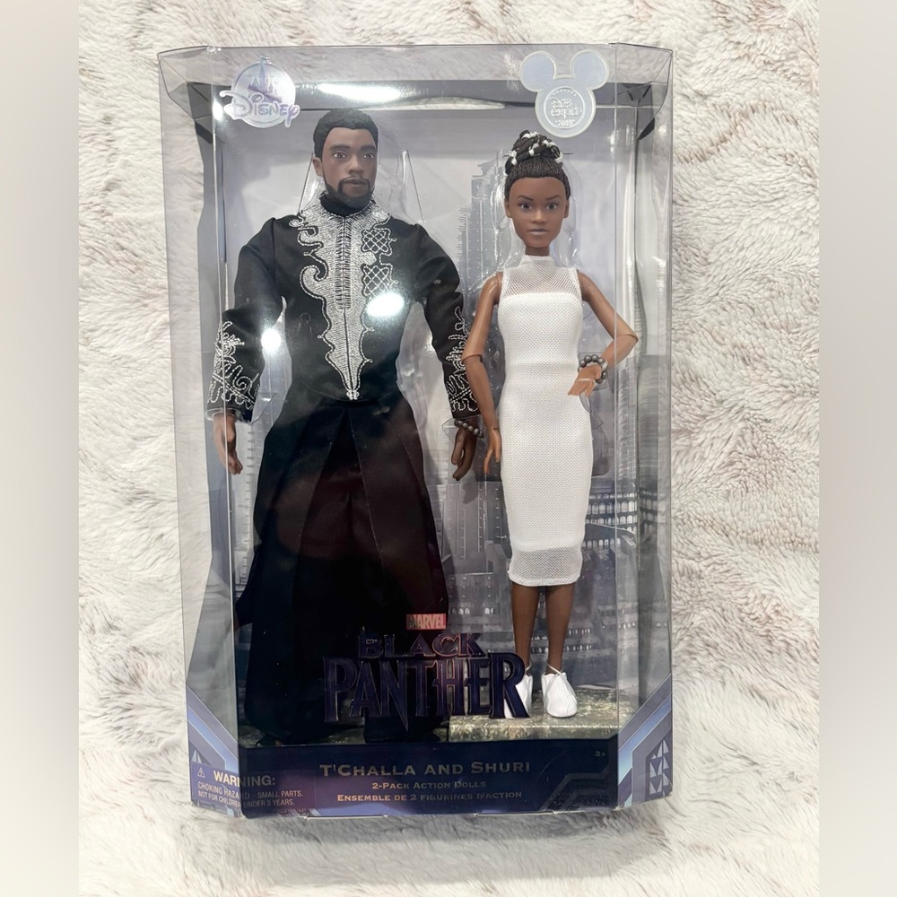 D23 Expo Black Panther T'Challa and Shuri Limited Release Action Doll Set NEW